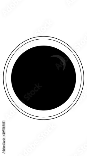 Abstract Black Circle with Crescent Reflection