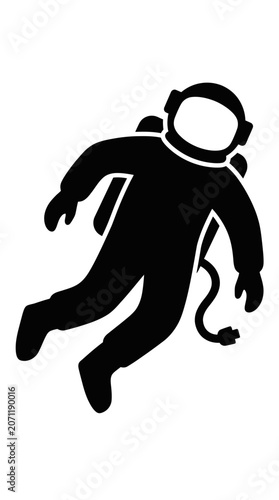 Astronaut Silhouette Floating in Space - Vector Icon