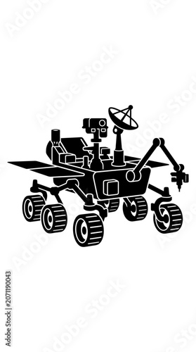 Mars rover illustration, robotic vehicle, space exploration