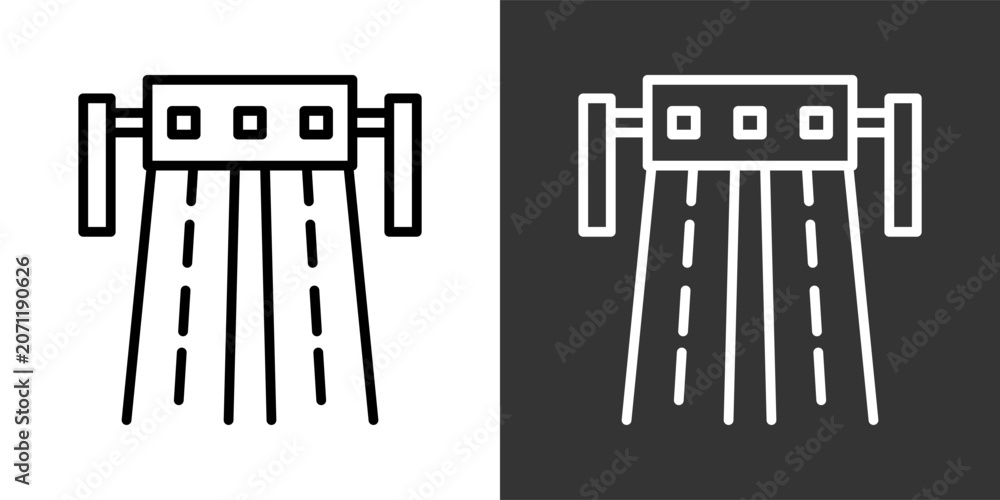 Obraz premium Highway Black And White Multiple Style Icon Set Collection Pack Vector Illustration 