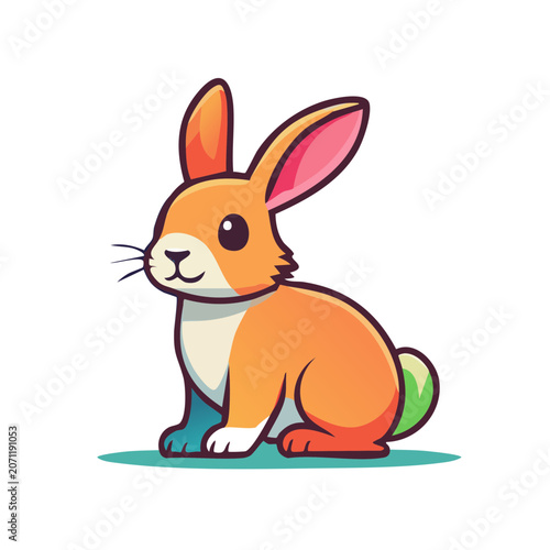 Cute cartoon rabbit sitting isolated vector illustration
