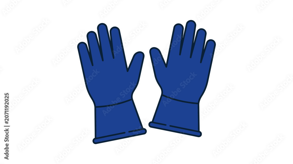 Fototapeta premium Blue industrial protective work gloves vector icon illustration.