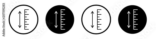 Adjustable height icon collection in black and white filled and outlined style for web.