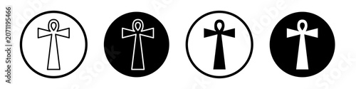 Fotografie Ankh icon collection in black and white filled and outlined style for web