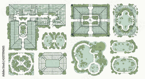 Top View Garden Designs Collection: Architectural Blueprints and Landscape Layouts