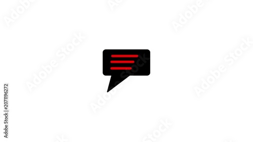 text message animated outline icon on black background