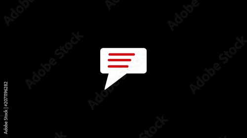 text message animated outline icon on black background
