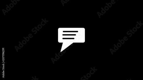 text message animated outline icon on black background