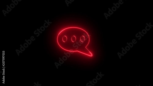 neon text message animated outline icon on black background