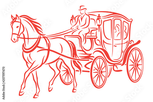 фотографія classic luxury horse carriage drawing