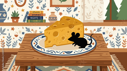 Comedic High fantasy Illustration Heroic Rat Persevering Food Mountain