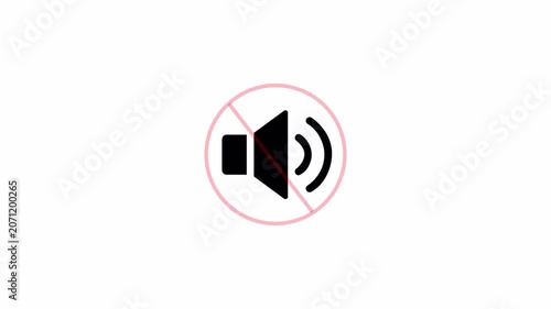 Mute speaker no sound sign animation on transparent background, speaker sound not allowed animated with alpha channel.