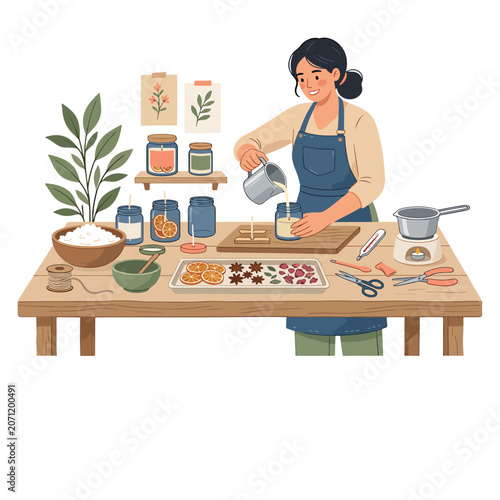 Woman baking sweet treats at home.