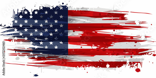 Fotografie American flag illustration with distressed texture and bold red white and blue c