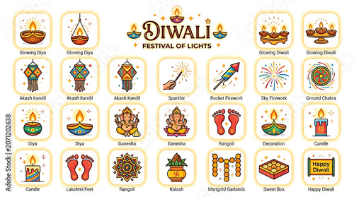 Diwali festival of lights with traditional Indian decorations and lamps