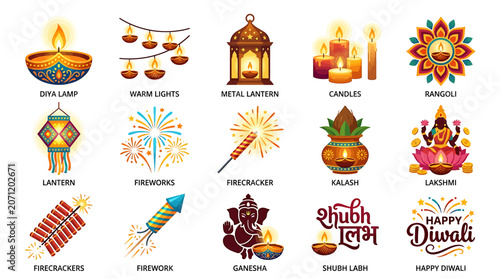 Vibrant Diwali celebration scene with fireworks and lamps indoors
