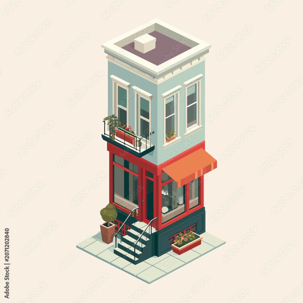 Obraz premium Cozy coffee shop isometric vector illustration