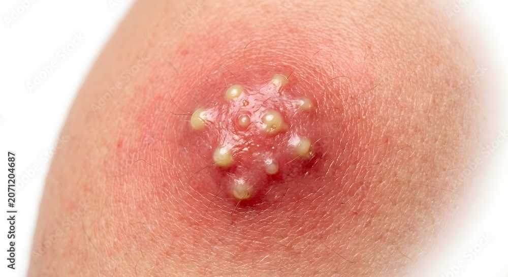 Fototapeta premium Advanced Carbuncle Furuncle Skin Infection with Multiple Pus Pockets