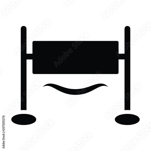 Tableau sur toile Black iron bed frame with sad face expression on white background