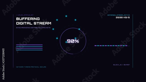 Digital stream buffering animation graphics.