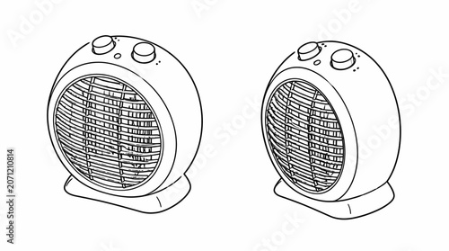 Two portable electric heaters with circular vents and controls.