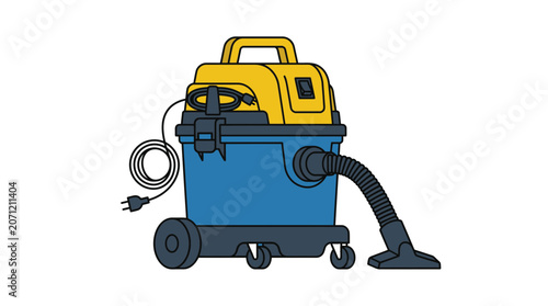 Tableau sur toile Blue and yellow wet dry shop vacuum cleaner icon.