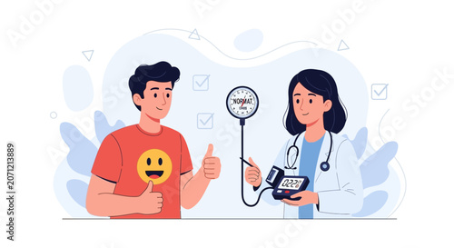 Doctor checking patient's blood pressure with digital monitor, healthy lifestyle concept
