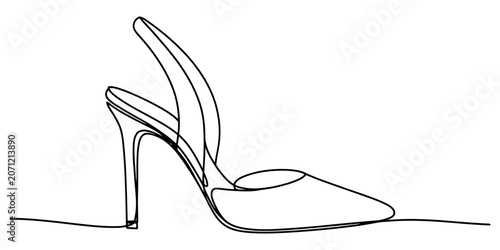 Cuadro en lienzo Continuous single line drawing of a stylish high heel shoe for women fashion con