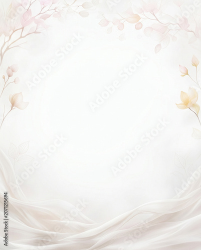 white blank copy space with frame of flowers and silk