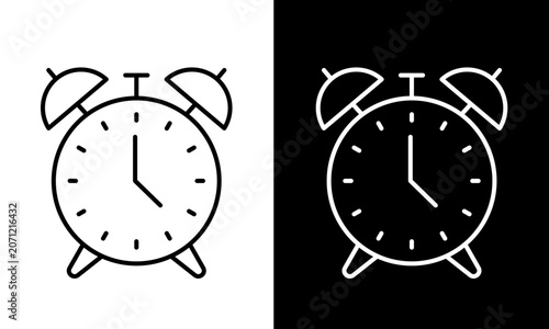 Alarm Clock Line Icon Set, alarm, clock, time, timer, schedule, Wake Up Time, Schedule and Reminder Outline Vector Illustration