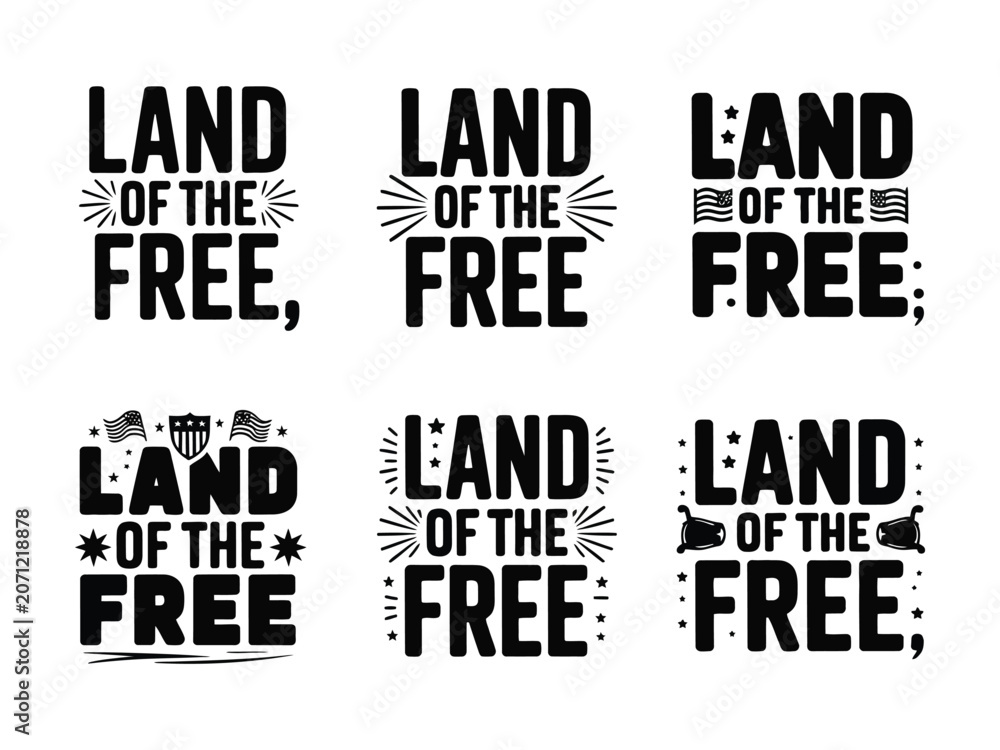 Fototapeta premium Patriotic quote typography with stars and stripes designs land of the free
