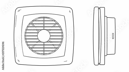 Square Exhaust Fan with Ventilation Grille Design.
