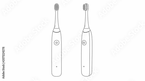 Two electric toothbrushes with different brush heads.