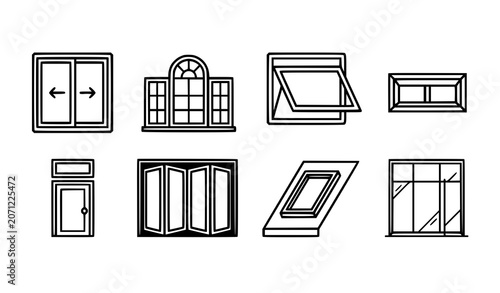 Foto Architectural Window Types Editable Stroke Icon Pack