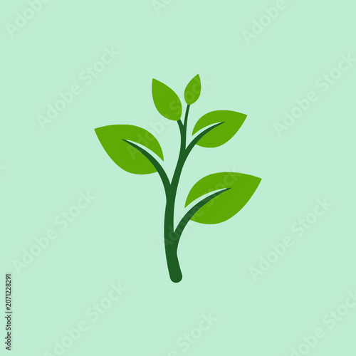 A simple green plant sprout icon on a light background
