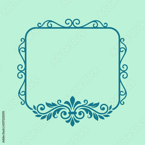 Elegant teal vintage frame with ornate floral scrollwork