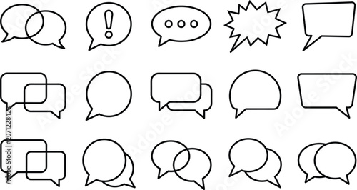 Fotografía Speech bubble chat message and online forum dialog thin line icon set with carto