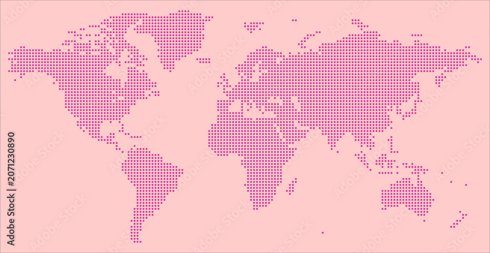 Fototapeta premium Dotted Continents World Map Illustration.