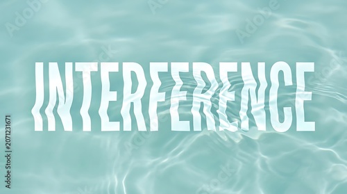 Interference text written in a bold font with a wavy water reflection effect overlay.