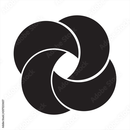 Abstract Swirl Logo Emblem – Circular Interlocking Shapes, Modern Minimal Black Symbol