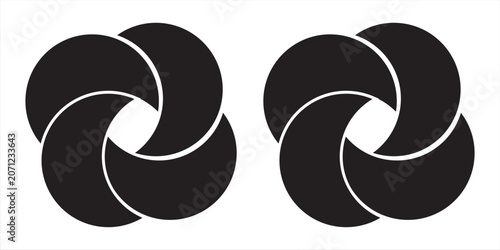 Abstract Black Swirl Logo Pair — Circular Geometric Emblem, Modern Minimal Graphic Design