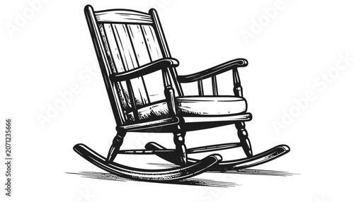 Photos Vintage wooden rocking chair closeup.
