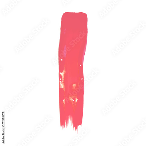 Realistic pink paint brush stroke, vertical oil acrylic paint stripe, 3d textured artistic creative vector design