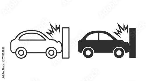 Fotografija Car accident crash collision icon set in outline and solid style