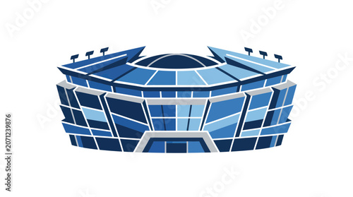 фотографія Modern Sports Arena Stadium Building, Architectural Design, Blue Tones