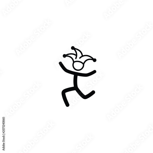 Fotografía Stick figure jester with pointed hat and outstretched arms a black silhouette on
