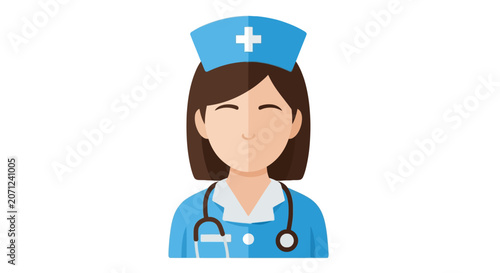 Female Nurse in Blue Uniform.