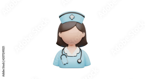 Female Nurse Wearing Blue Uniform.