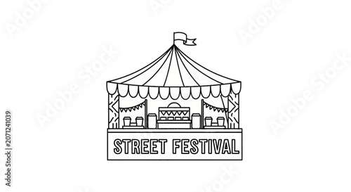 Festival tent with a flag on top.