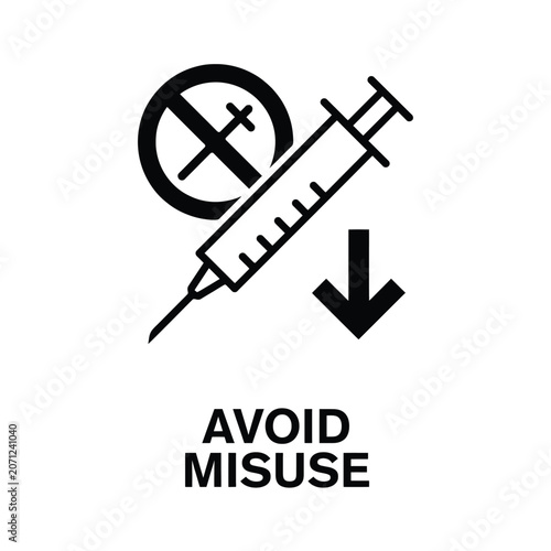 Εκτύπωση καμβά Syringe prohibition sign a black silhouette against a white background indicatin